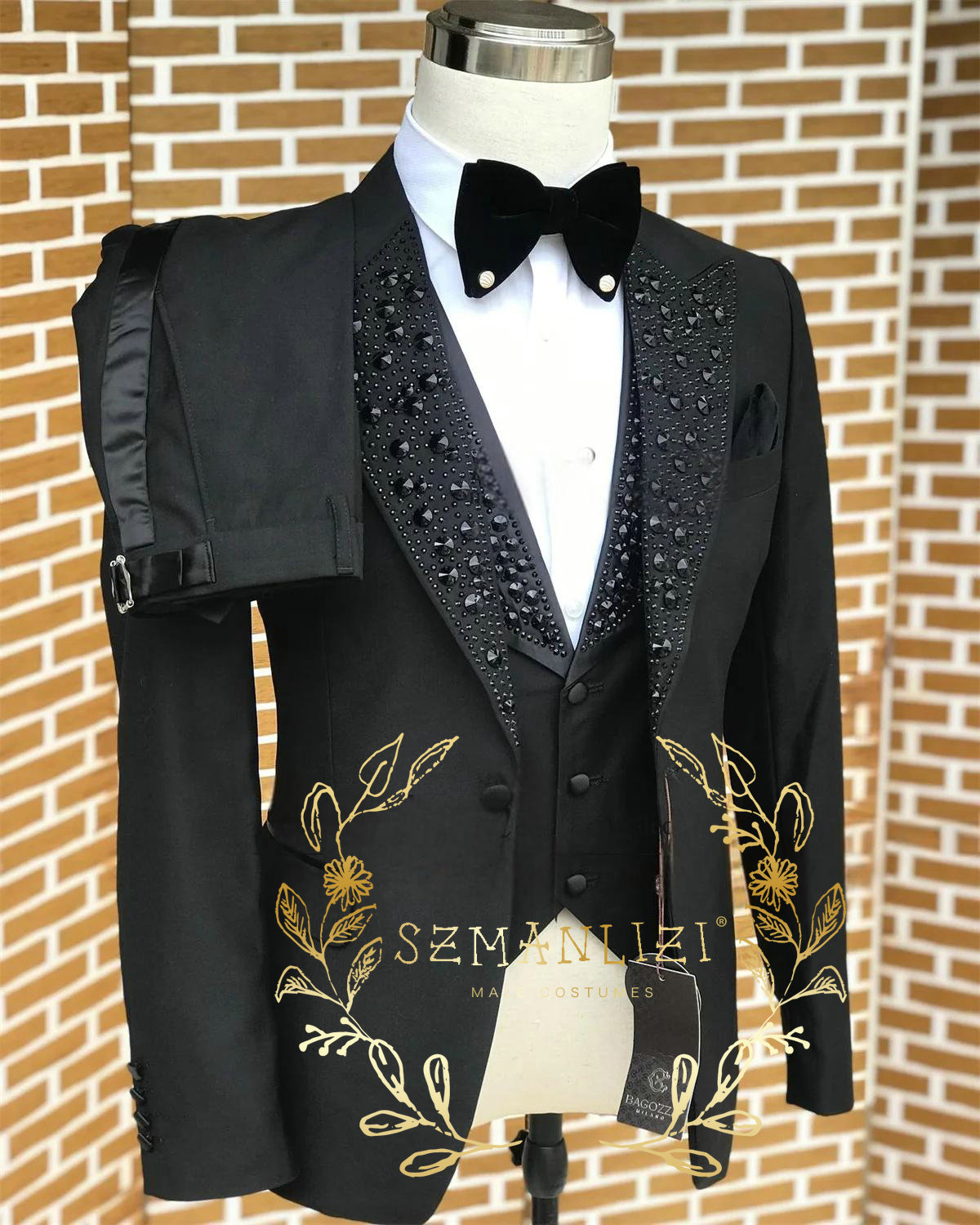 Formal Wear For Men In Wedding - Pakaian pria, hitam, setelan tuksedo kristal