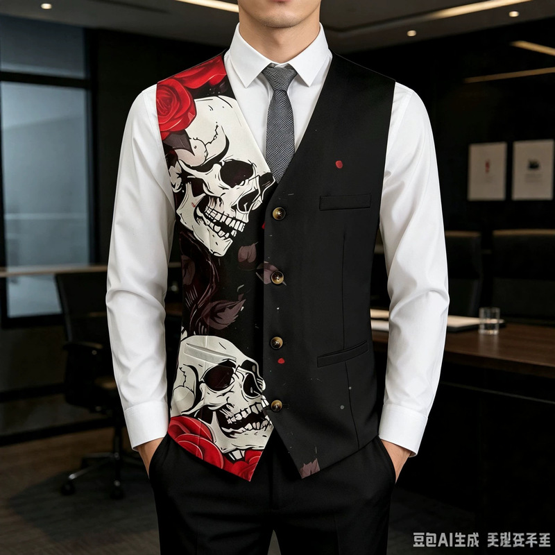 Men'S Gothic Formal Wear - Rompi Jas Pria Trendy Keren Motif