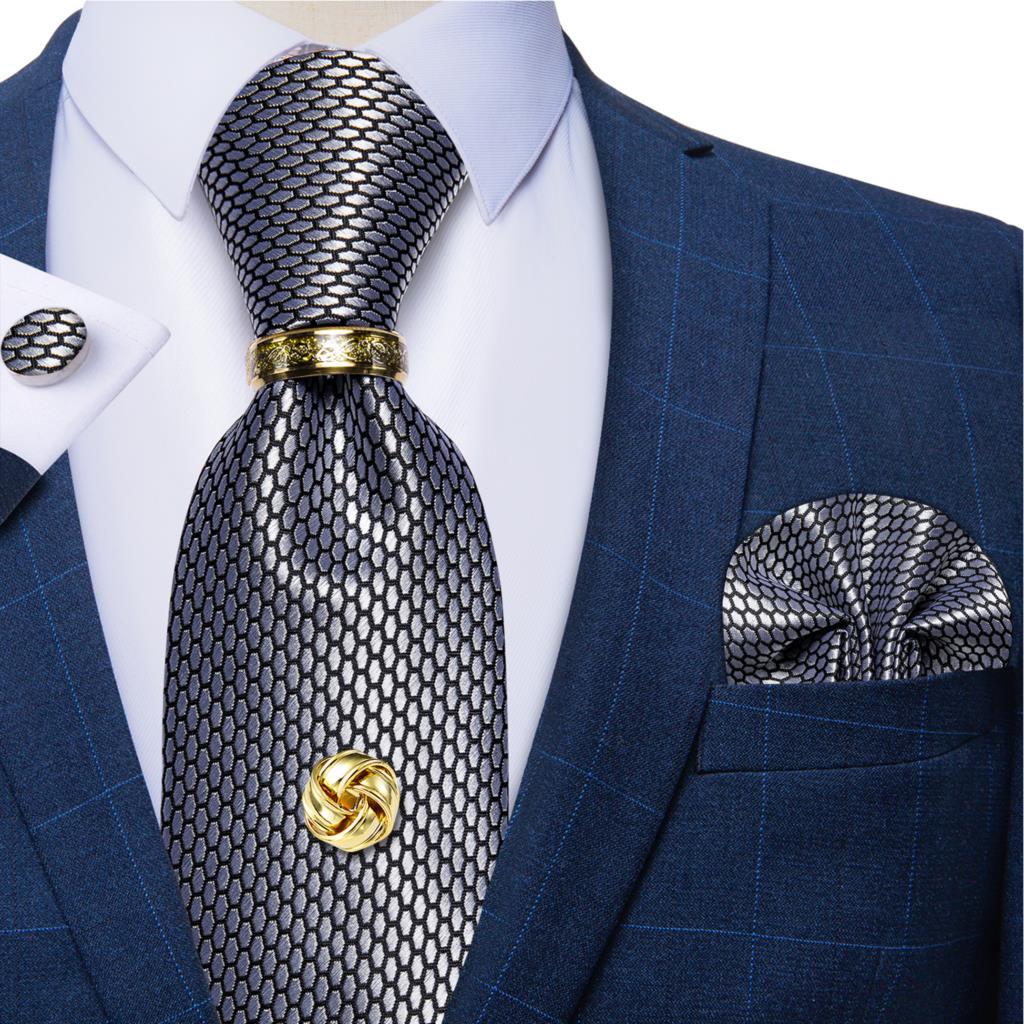 Perak Hitam Kotak-kotak Dasi S - Cufflinks Silver Set ulasan dan harga