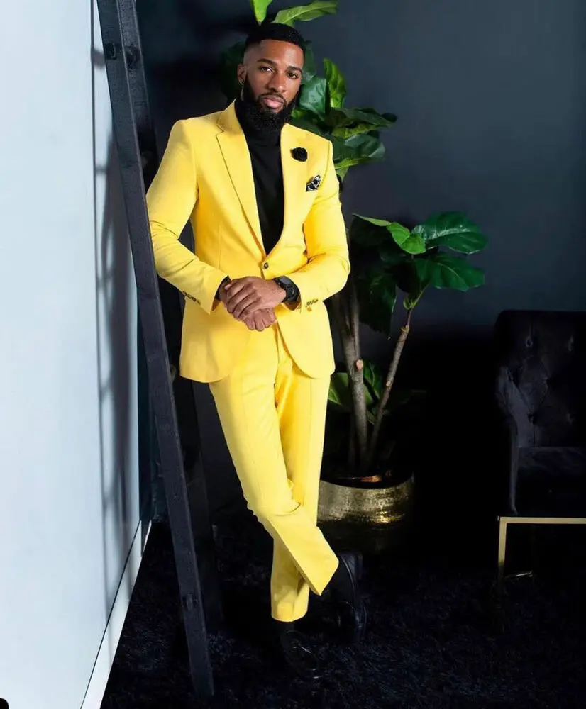 Setelan Pria Kuning Slim Fit S - Formal Wear For Men Yellow ulasan dan harga
