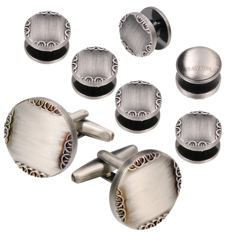 Kancing Manset Warna Perak Kun - Cufflinks Silver Set ulasan dan harga
