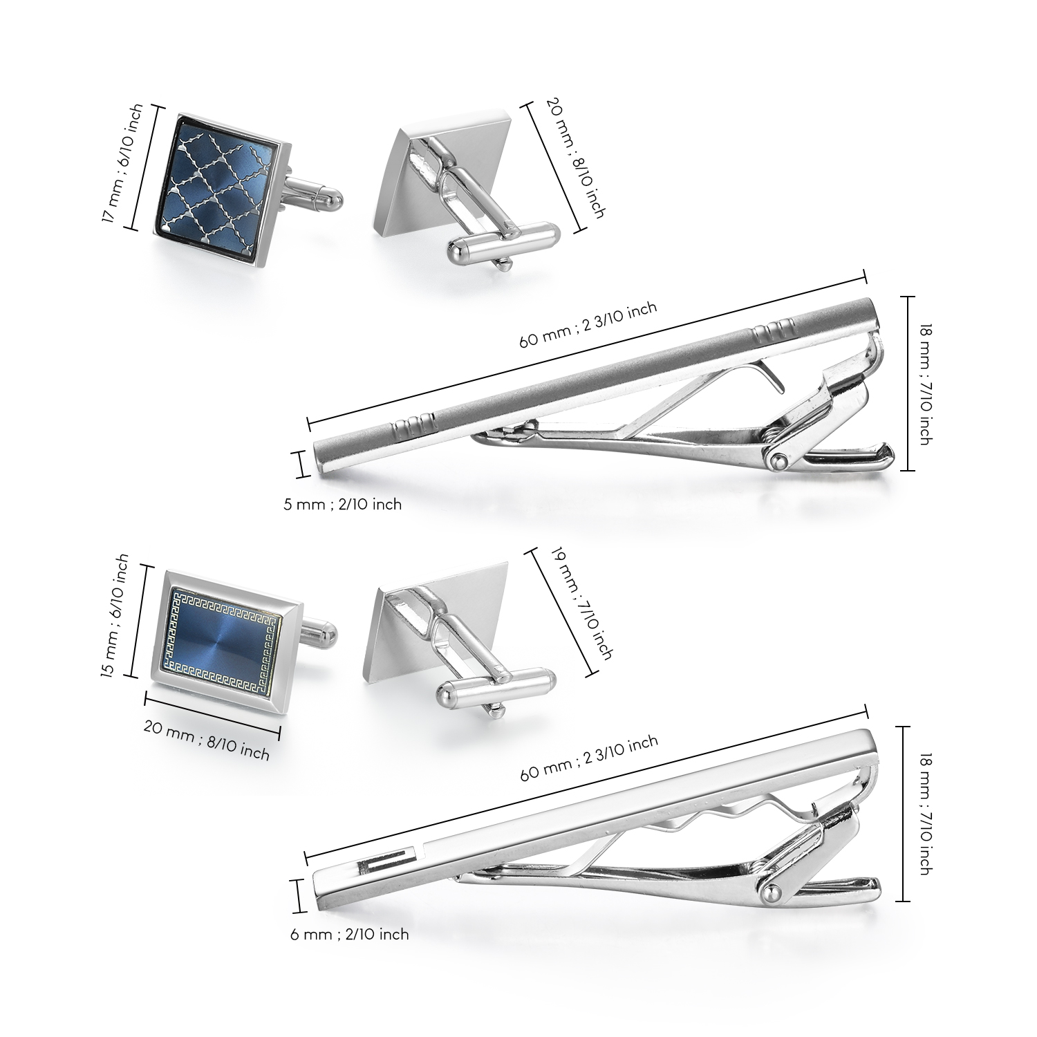 Set Penjepit Dasi dan Kancing  - Cufflinks Silver Set ulasan dan harga