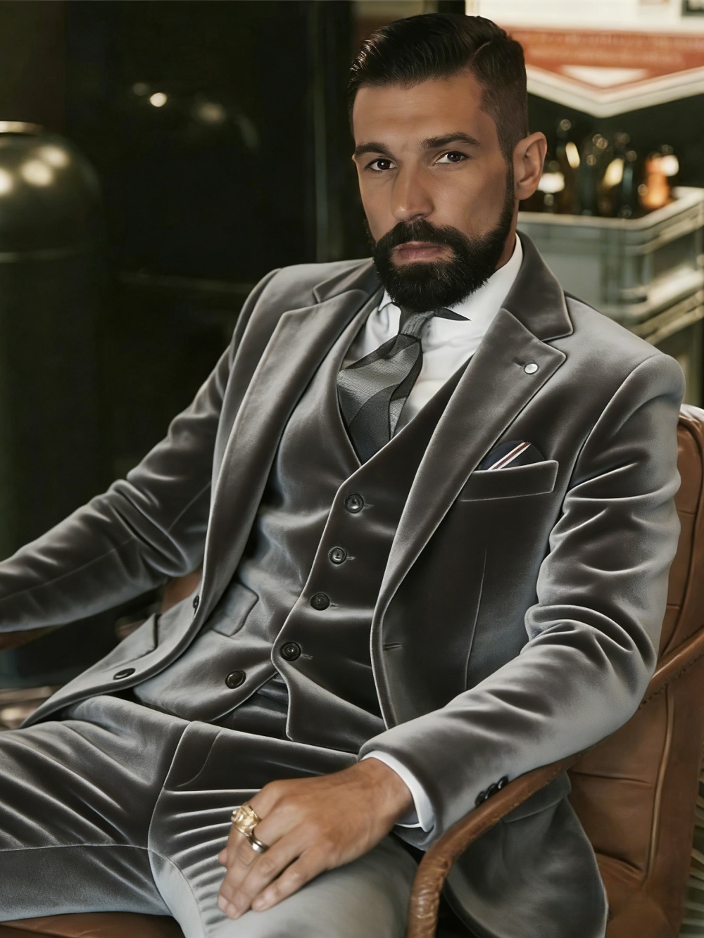 Setelan Pria Beludru 3 Potong  - Formal Wear For Men In Wedding ulasan dan harga