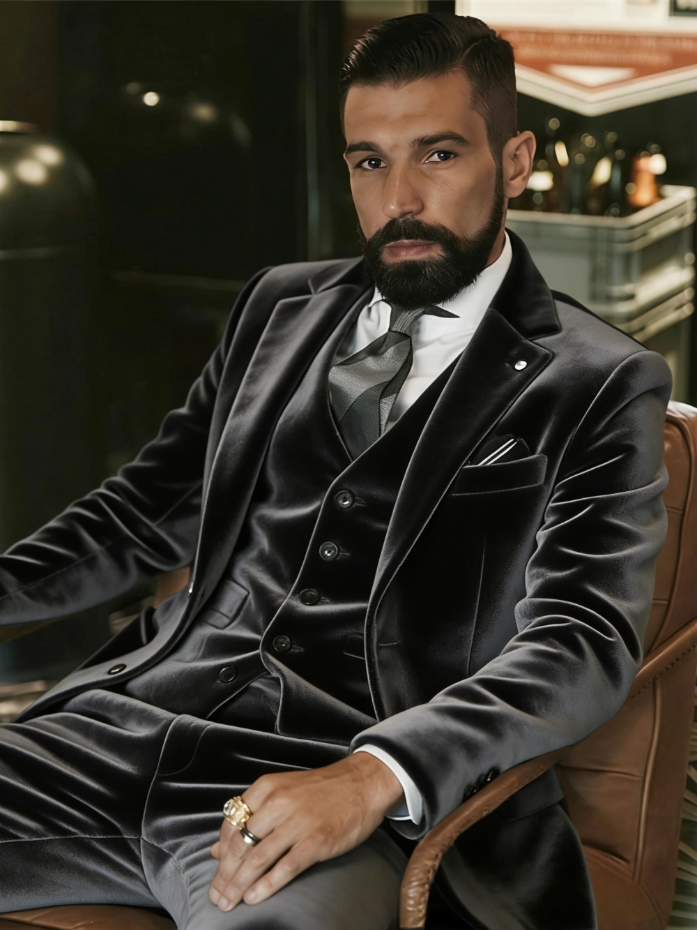 Setelan Pria Beludru 3 Potong  - Formal Wear For Men In Wedding ulasan dan harga