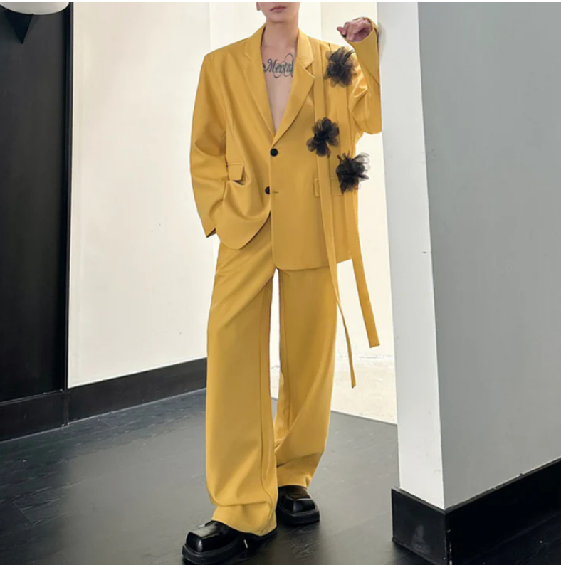 Setelan Jas Pria Kuning 2 Poto - Formal Wear For Men Yellow ulasan dan harga