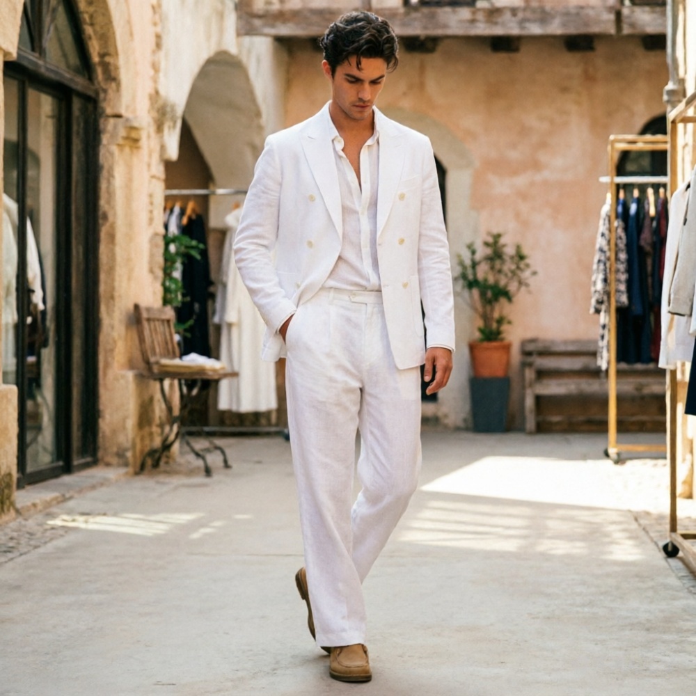 Setelan Pria Linen Hijau Sage  - Men'S Relaxed Formal Wear ulasan dan harga