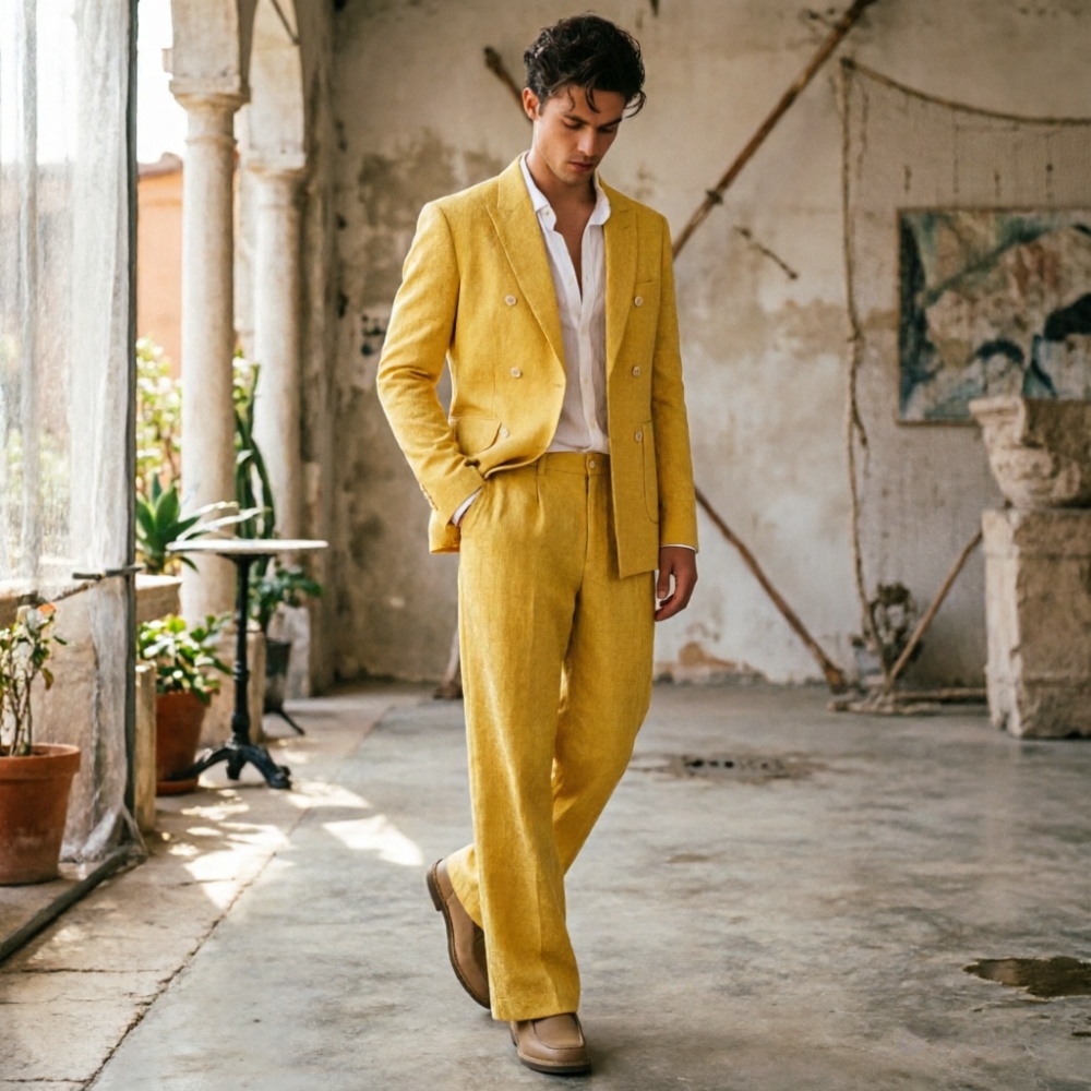 Setelan Pria Linen Hijau Sage  - Men'S Relaxed Formal Wear ulasan dan harga